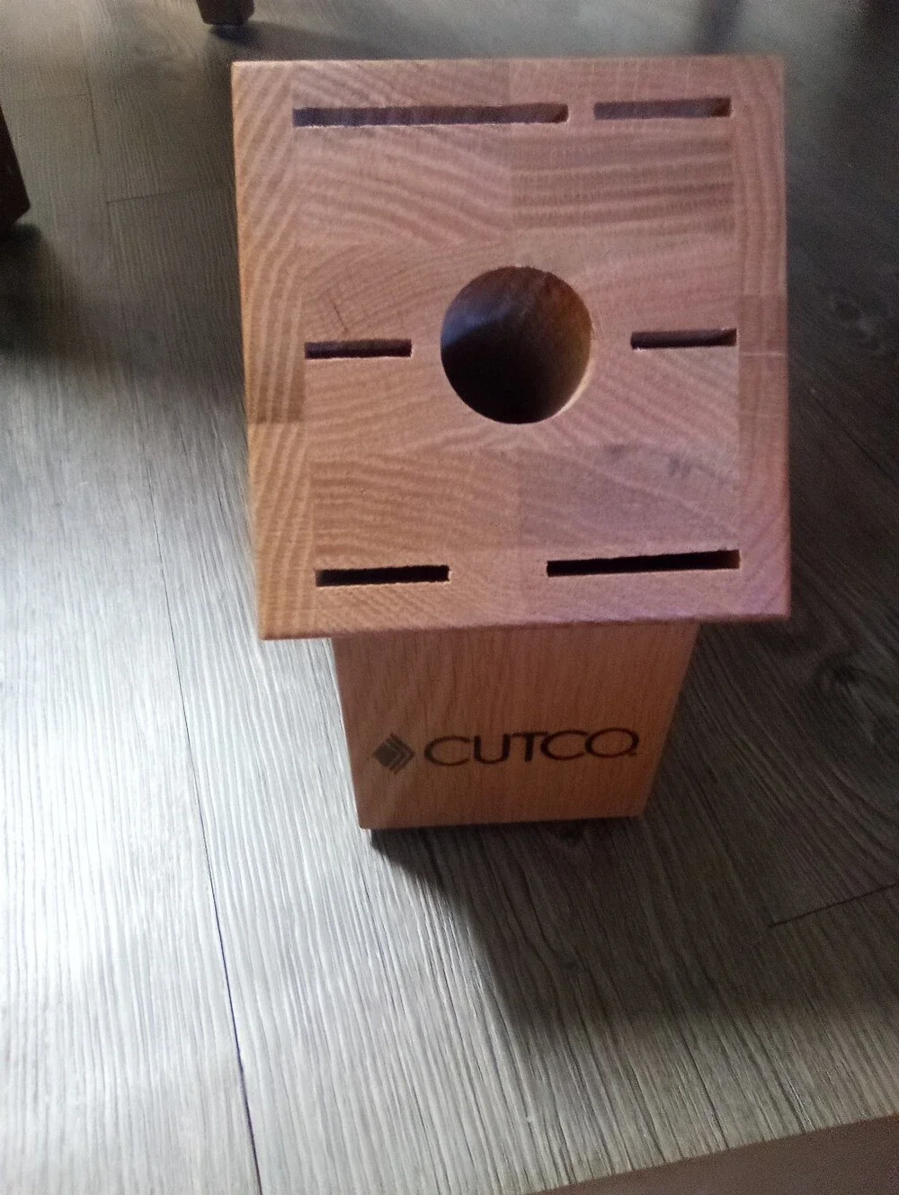 Cutco Honey Oak Galley Set Knife Block - Model 1743 (6-Slot + Shears/Fork Hole)